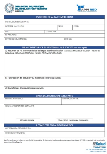 Formulario Alta Complejidad